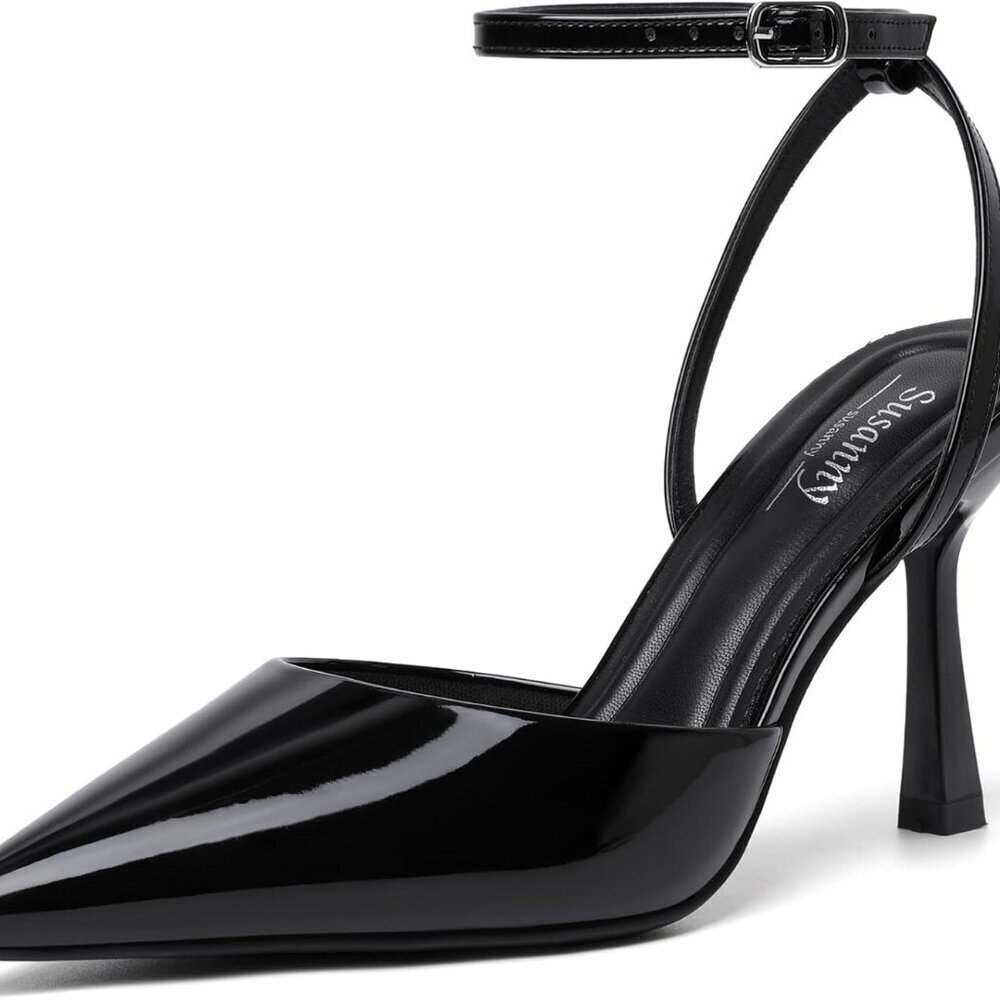 Women Heels Stiletto Pointed Toe Backless Dress Shoes High Heel Pumps